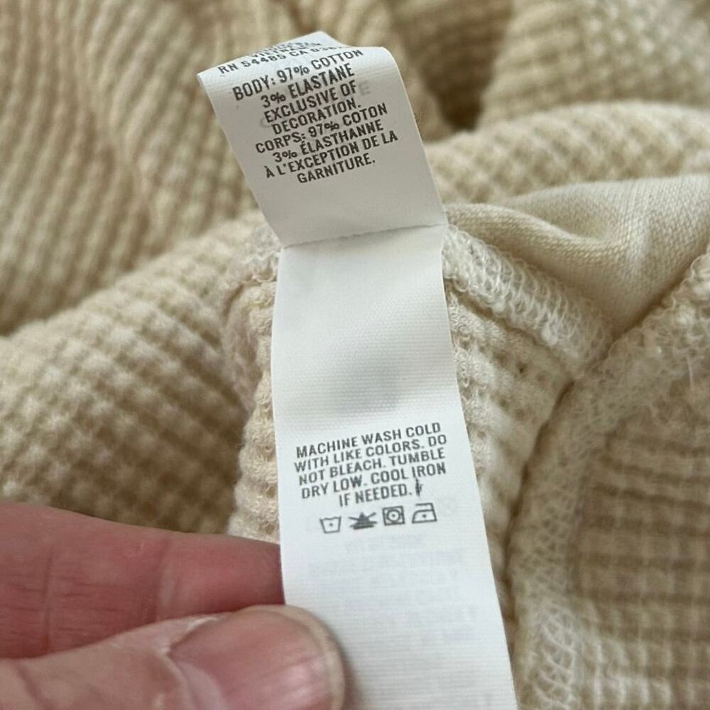 Aerie Oversized Cream Thermal Top Cozy Lounge Boho Minimalist XS - Picture 7 of 7